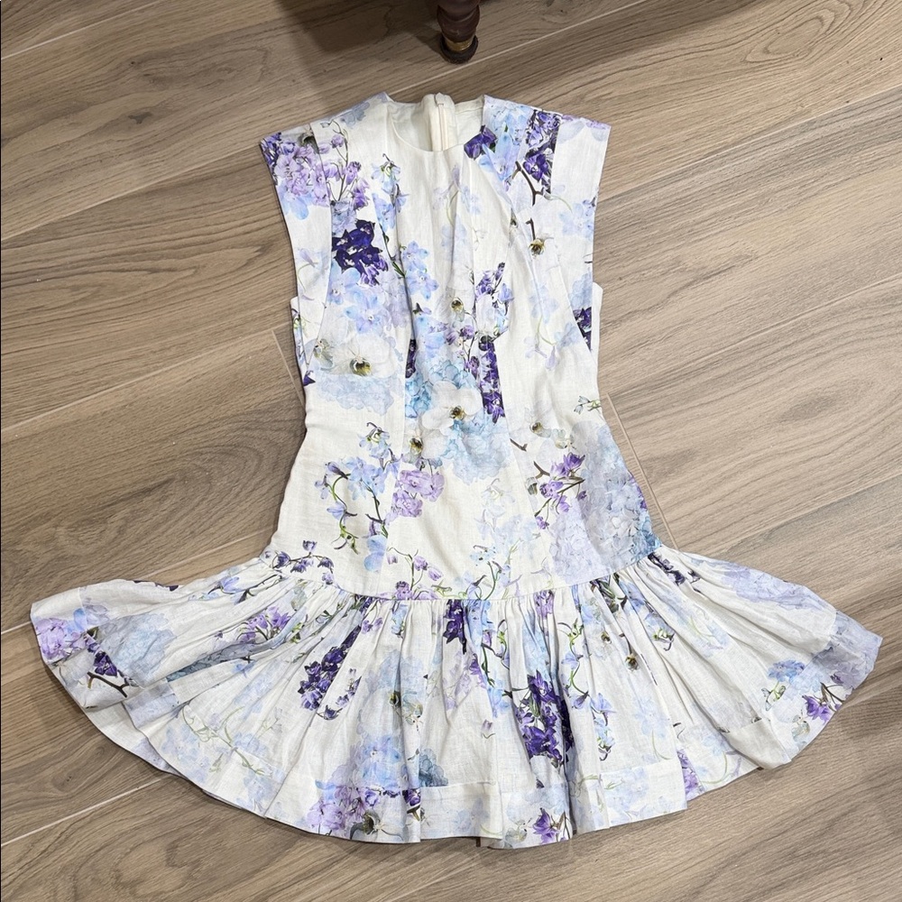 Zimmerman rhythmic flounce short dress - midnight garden size 0